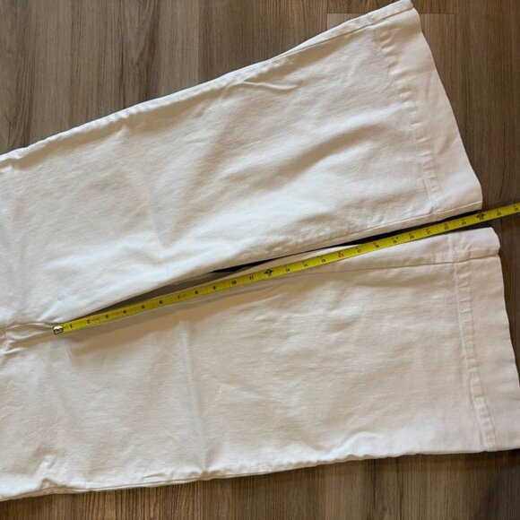 Max Studio Wide Leg High Waist White Denim Cropped Pants Size 10 - Picture 7 of 8